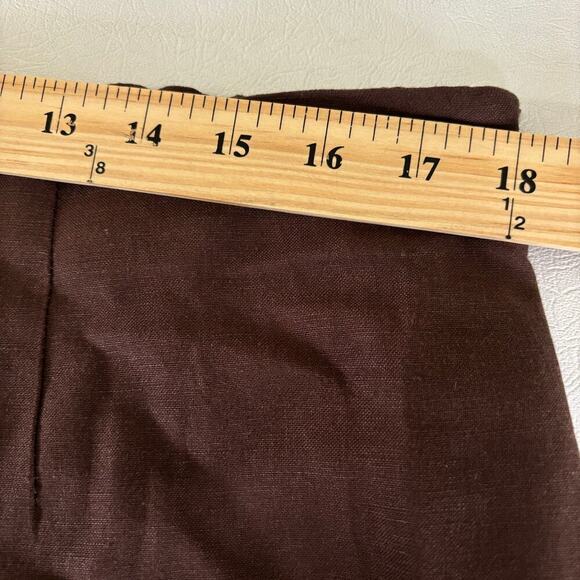 DressBarn Linen Blend Capri Pants Embroidered Beaded Side Zip Brown Size 16 - Picture 9 of 11